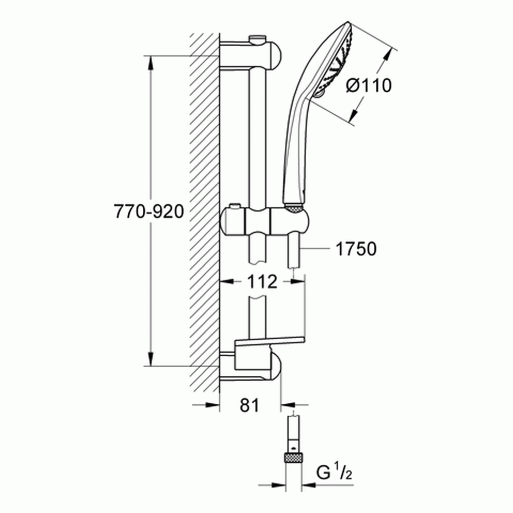 Tuš sistemi 27226001 Grohe Euphoria Massage 110 tuš set brez armature | KOPALNICA-ONLINE.SI