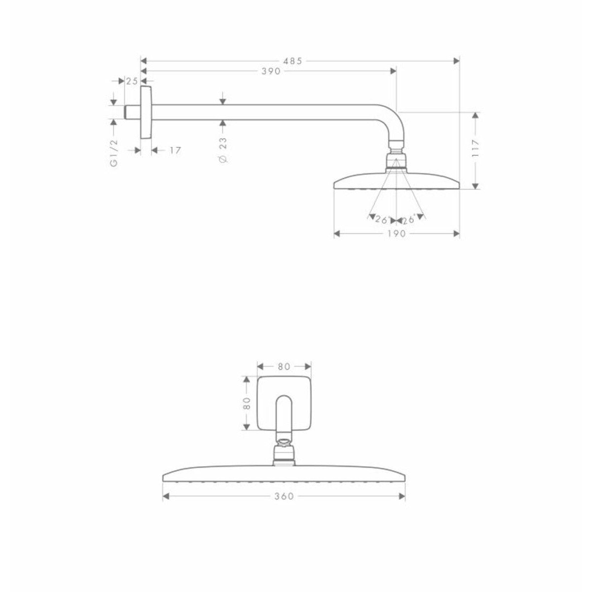 Prhe 27376000 Hansgrohe Raindance E Set 360 Air 1jet nadglavna prha | KOPALNICA-ONLINE.SI