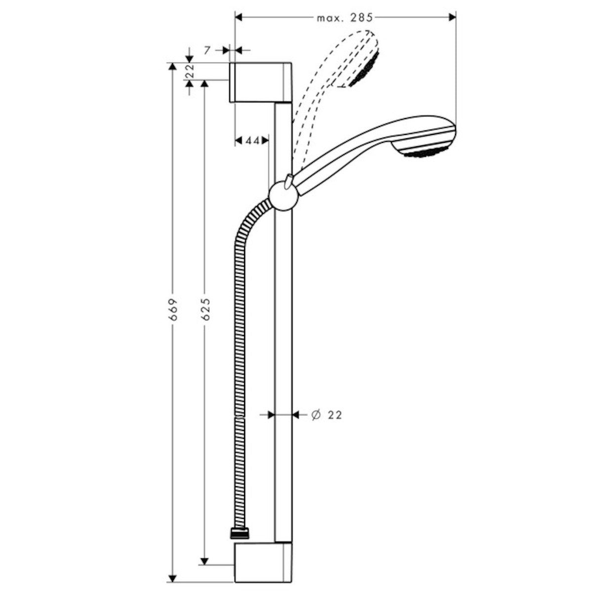 Tuš sistemi 27728000 Hansgrohe Crometta 85 1jet Mono tuš set brez armature | KOPALNICA-ONLINE.SI