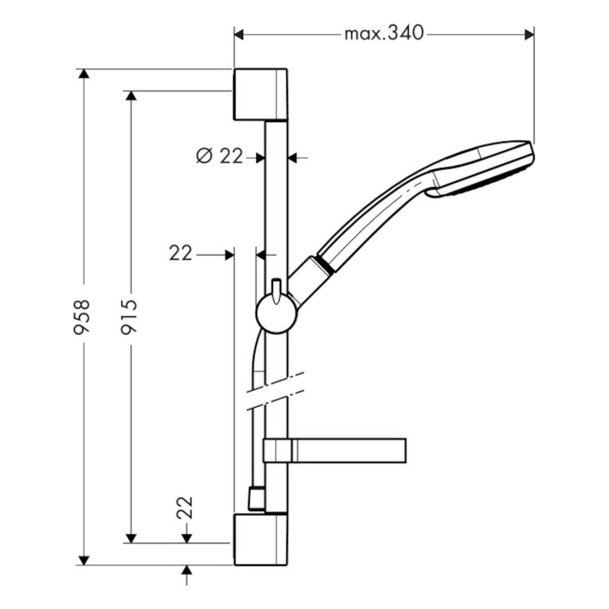 Tuš sistemi 27771000 Hansgrohe Croma 100 4jet Vario tuš set brez armature | KOPALNICA-ONLINE.SI