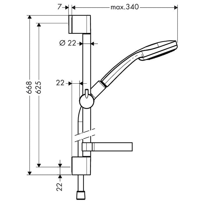 Tuš sistemi 27772000 Hansgrohe Croma 100 4jet Vario tuš set brez armature | KOPALNICA-ONLINE.SI