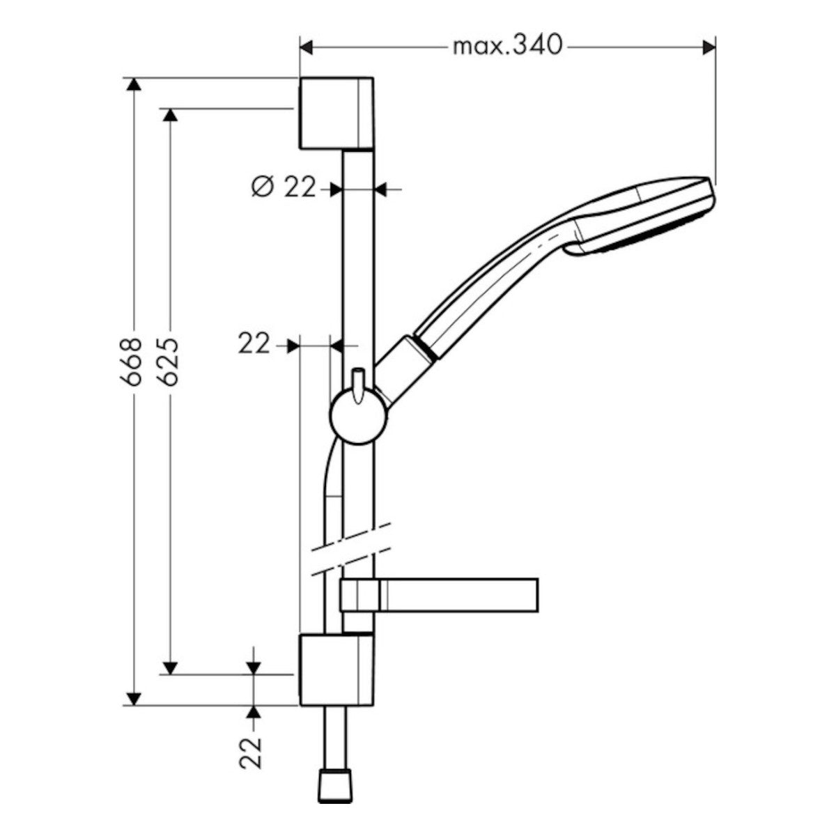 Tuš sistemi 27776000 Hansgrohe Croma 100 4jet Vario EcoSmart tuš set brez armature | KOPALNICA-ONLINE.SI