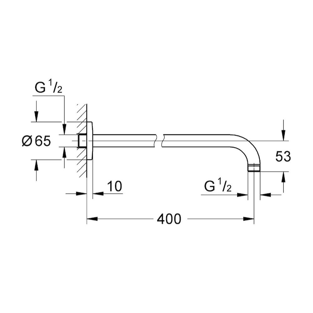 Kopalniški dodatki 27851000 Grohe Tempesta NEW držalo za nadglavno prho | KOPALNICA-ONLINE.SI