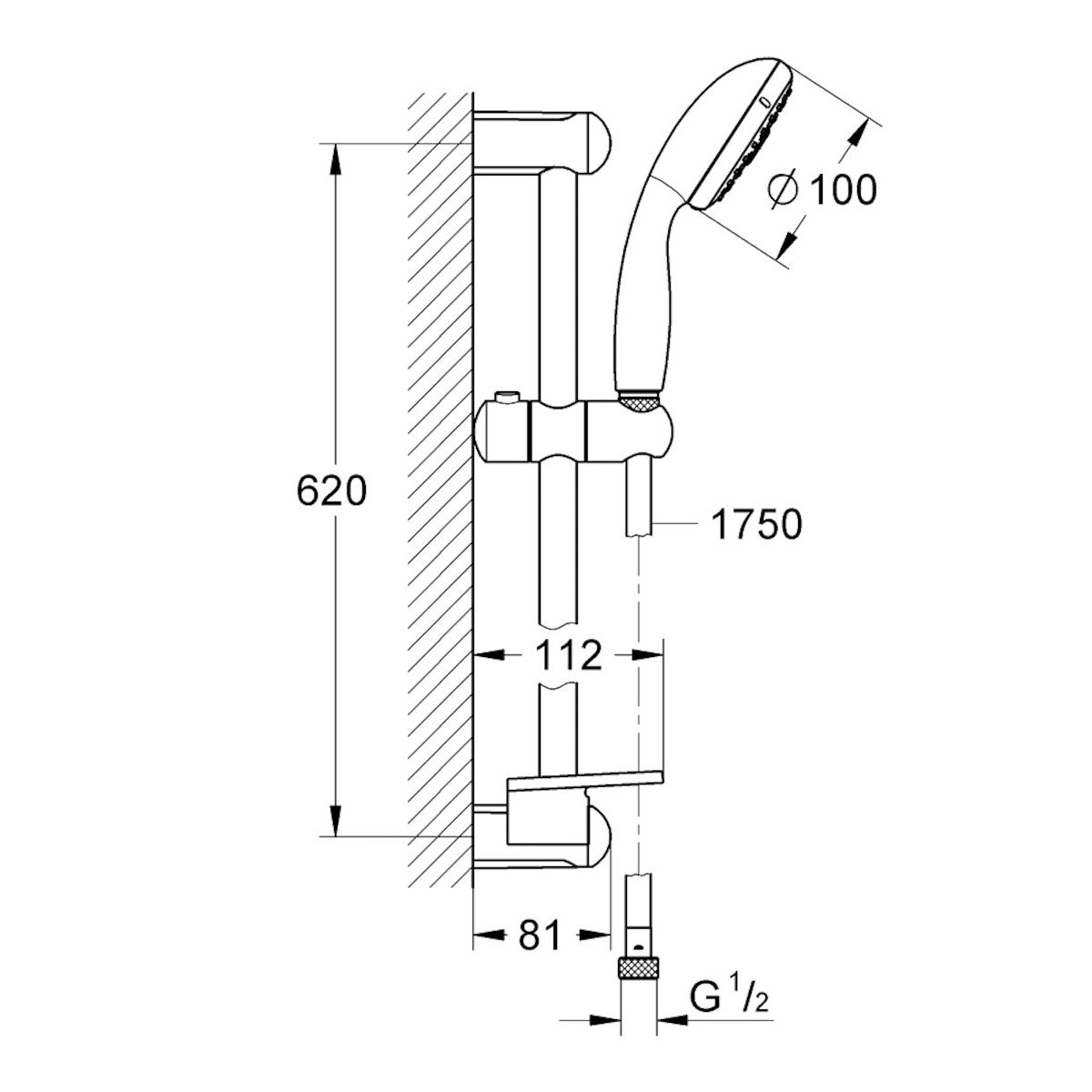 Tuš sistemi 28436002 Grohe New Tempesta Classic 100 tuš set brez armature | KOPALNICA-ONLINE.SI