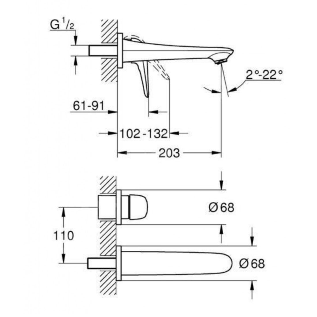 Armature 29097003 Grohe Eurostyle podometna armatura za umivalnik črna | KOPALNICA-ONLINE.SI