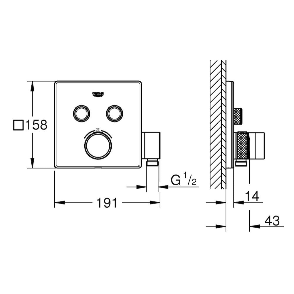 Armature 29125000 Grohe SmartControl termostatska pokrivna plošča | KOPALNICA-ONLINE.SI