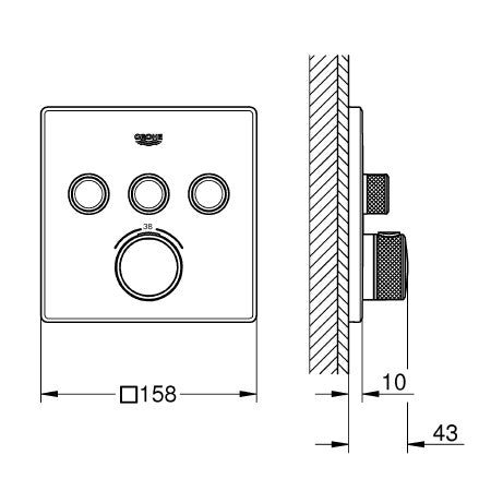 Armature 29126000 Grohe Smart Control termostatska pokrivna plošča | KOPALNICA-ONLINE.SI
