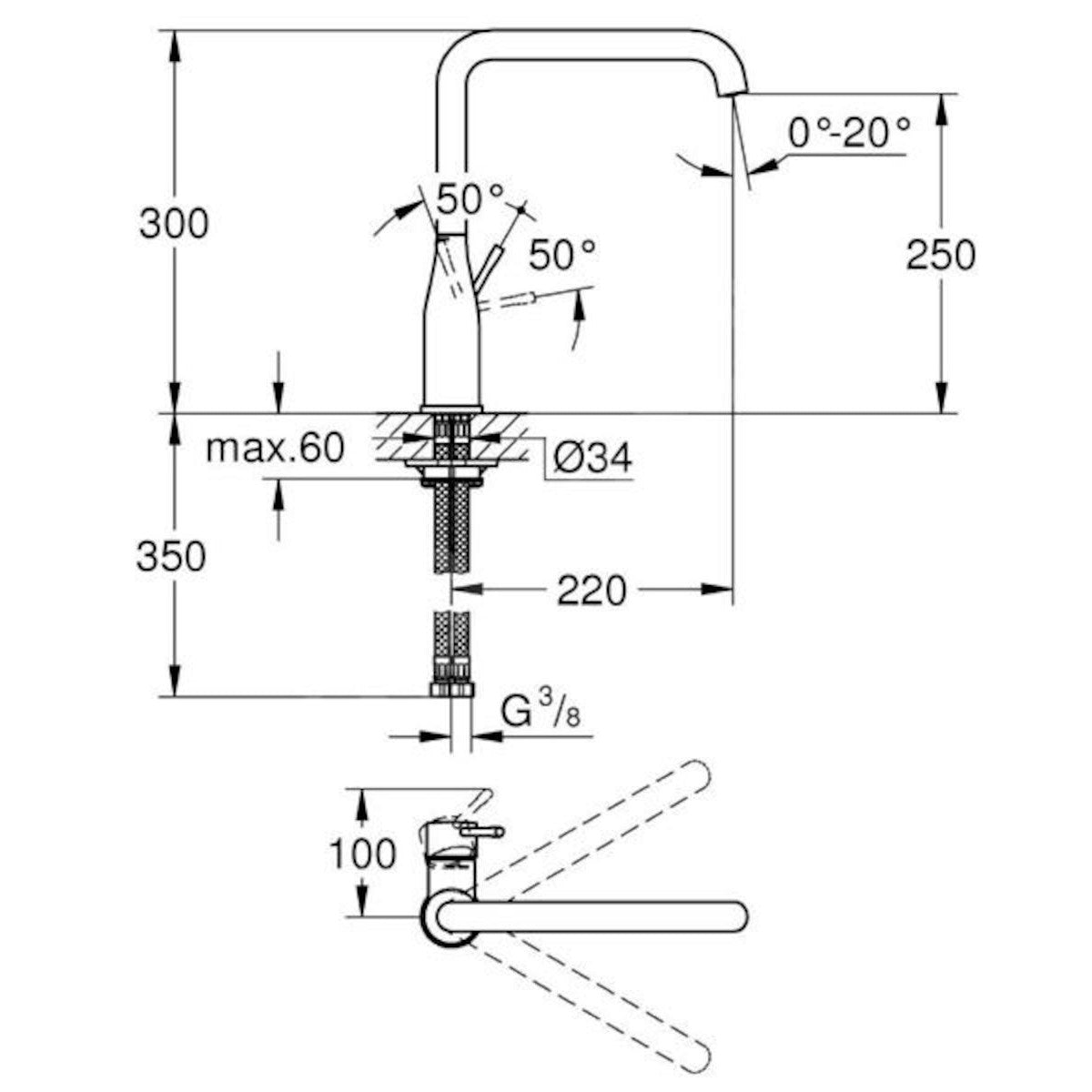 Kuhinjska armatura 30269000 Grohe Essence New visoka vrtljiva kuhinjska armatura | KOPALNICA-ONLINE.SI
