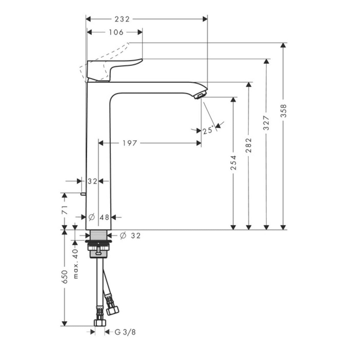 Armature 31082000 Hansgrohe Metris 260 visoka armatura za umivalnik | KOPALNICA-ONLINE.SI