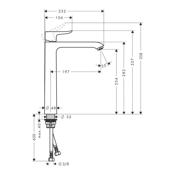 Armature 31184000 Hansgrohe Metris 260 visoka armatura za umivalnik | KOPALNICA-ONLINE.SI