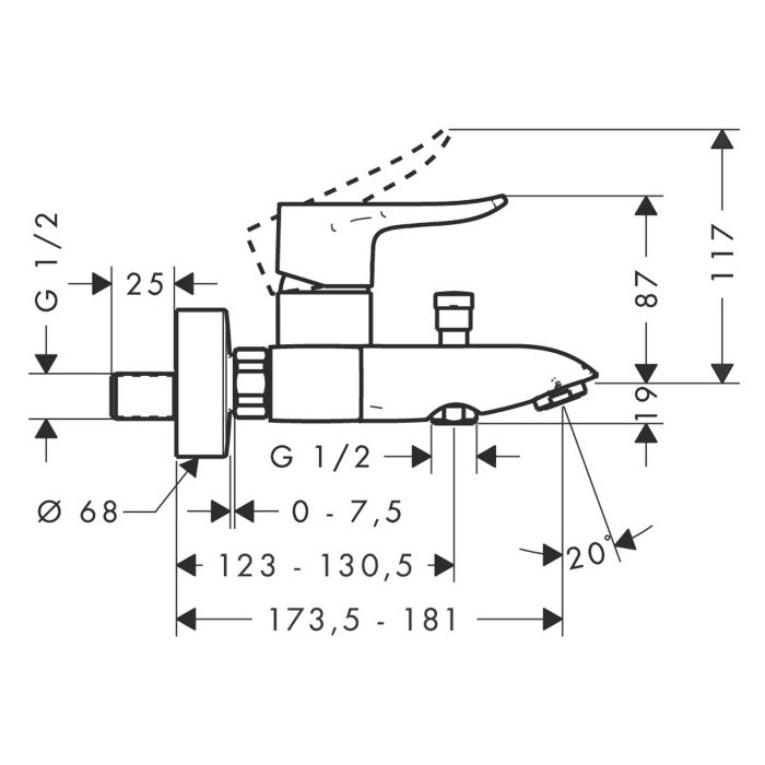 Armature 31480000 Hansgrohe Metris stenska armatura za kad | KOPALNICA-ONLINE.SI
