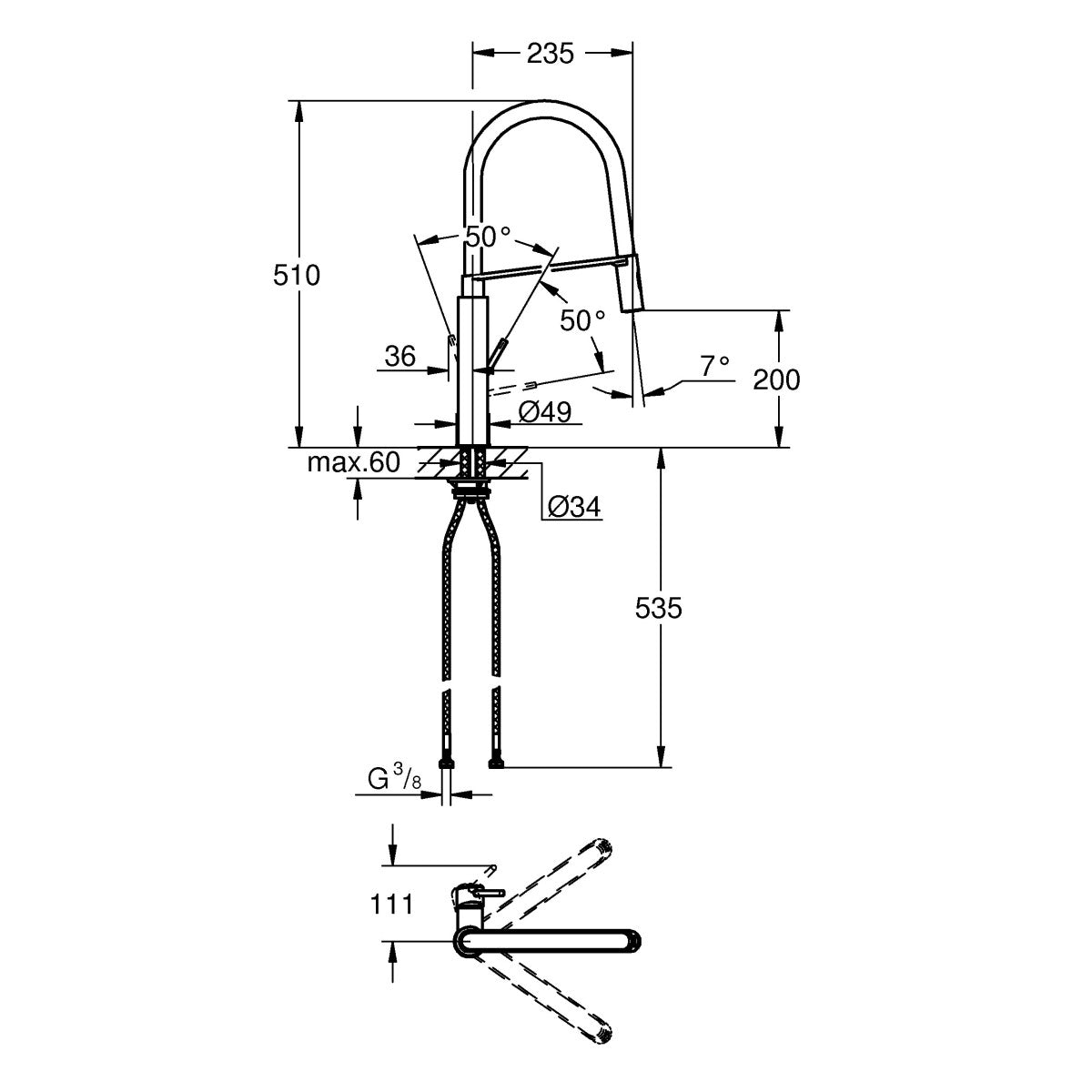 Kuhinjska armatura 31491000 Grohe Concetto New vrtljiva kuhinjska armatura | KOPALNICA-ONLINE.SI