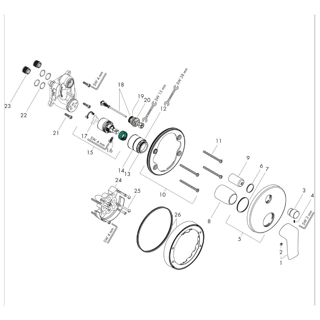 Armature 31493000 Hansgrohe Metris pokrivna plošča | KOPALNICA-ONLINE.SI