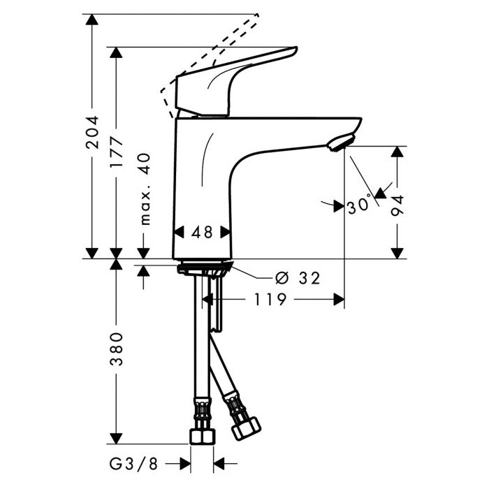 Armature 31513000 Hansgrohe Focus 100 LowFlow armatura za umivalnik | KOPALNICA-ONLINE.SI