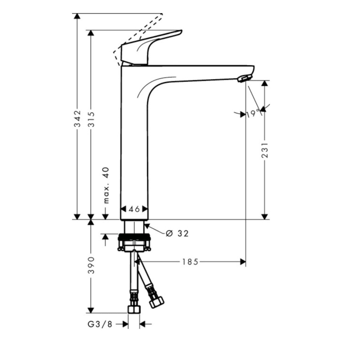 Armature 31532000 Hansgrohe Focus 230 visoka armatura za umivalnik | KOPALNICA-ONLINE.SI