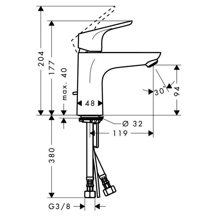 Armature 31607000 Hansgrohe Focus 100 armatura za umivalnik | KOPALNICA-ONLINE.SI