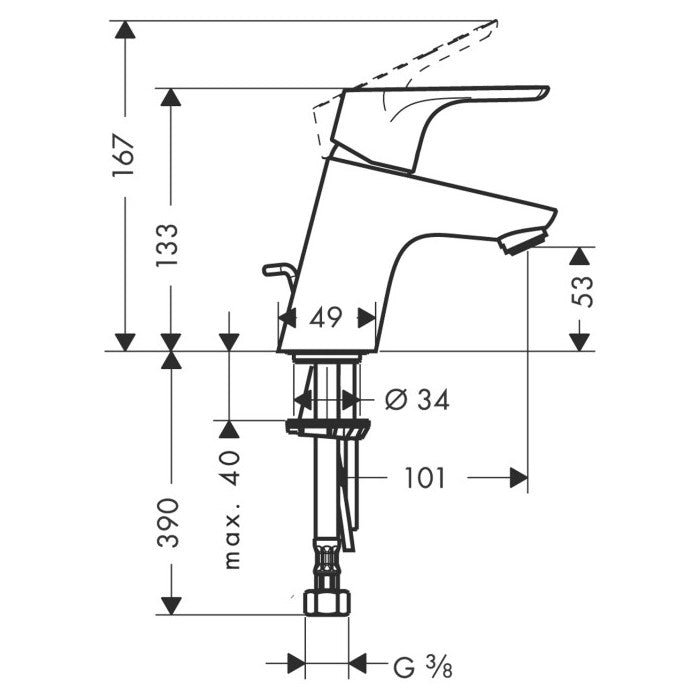 Armature 31730000 Hansgrohe Focus E2 70 armatura za umivalnik | KOPALNICA-ONLINE.SI