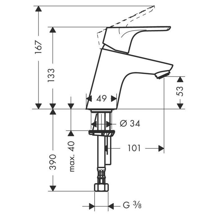 Armature 31733000 Hansgrohe Focus E2 70 armatura za umivalnik | KOPALNICA-ONLINE.SI