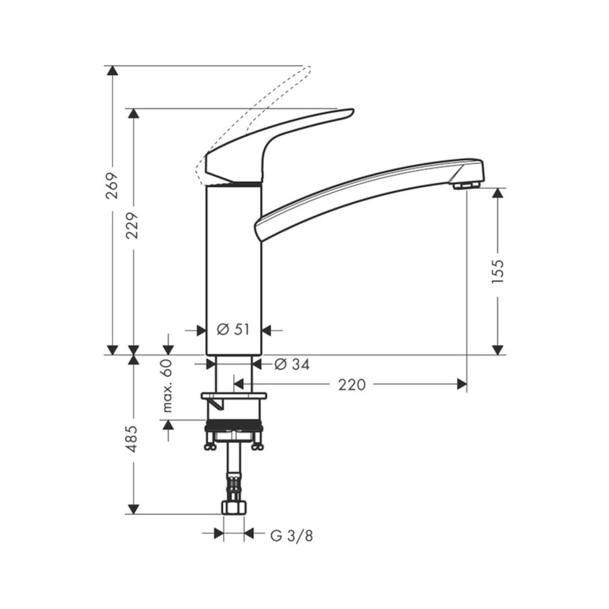 Kuhinjska armatura 31806000 Hansgrohe Focus M41 vrtljiva kuhinjska armatura | KOPALNICA-ONLINE.SI