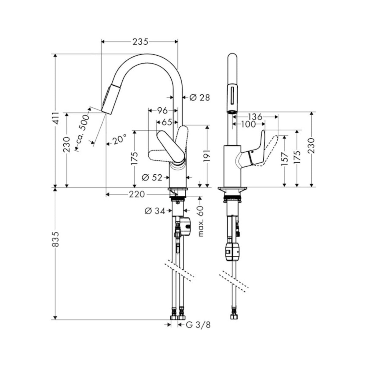 Kuhinjska armatura 31815000 Hansgrohe Focus M41 vrtljiva izvlečna kuhinjska armatura | KOPALNICA-ONLINE.SI