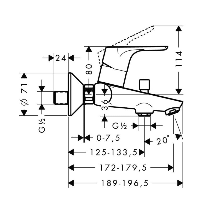 Armature 31940000 Hansgrohe Focus stenska armatura za kad | KOPALNICA-ONLINE.SI