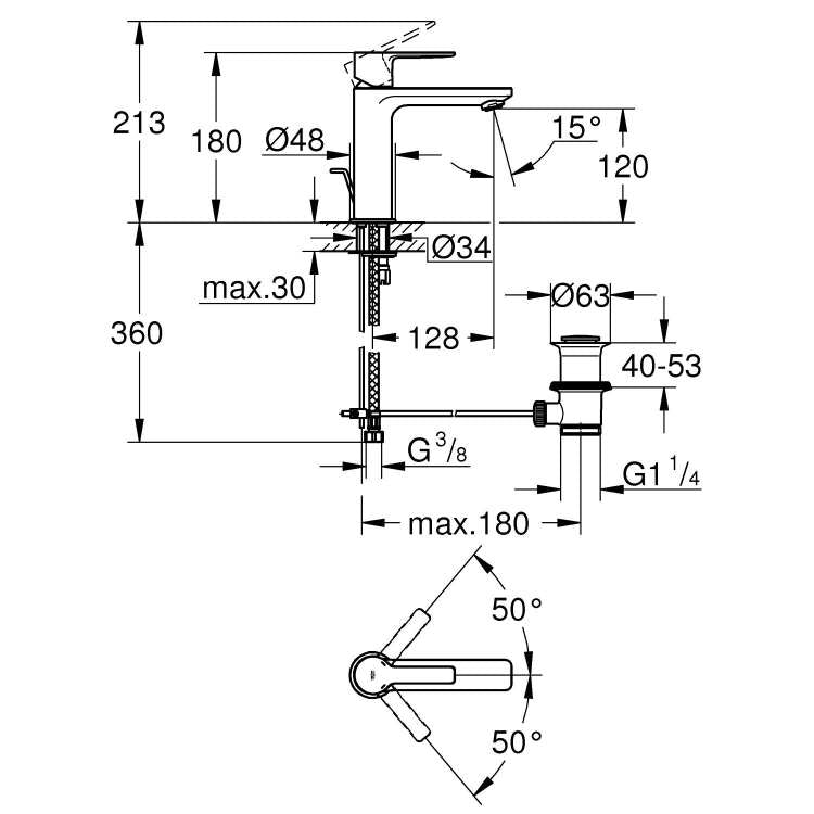 Armature 32114001 Grohe Lineare armatura za umivalnik | KOPALNICA-ONLINE.SI