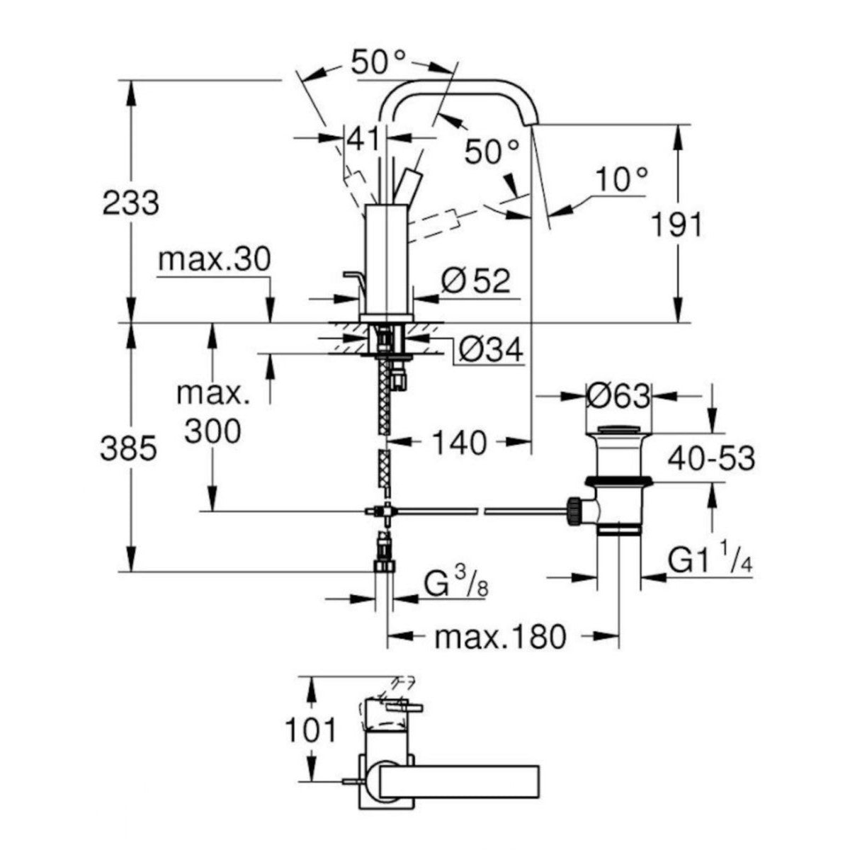 Armature 32146000 Grohe Allure visoka armatura za umivalnik | KOPALNICA-ONLINE.SI