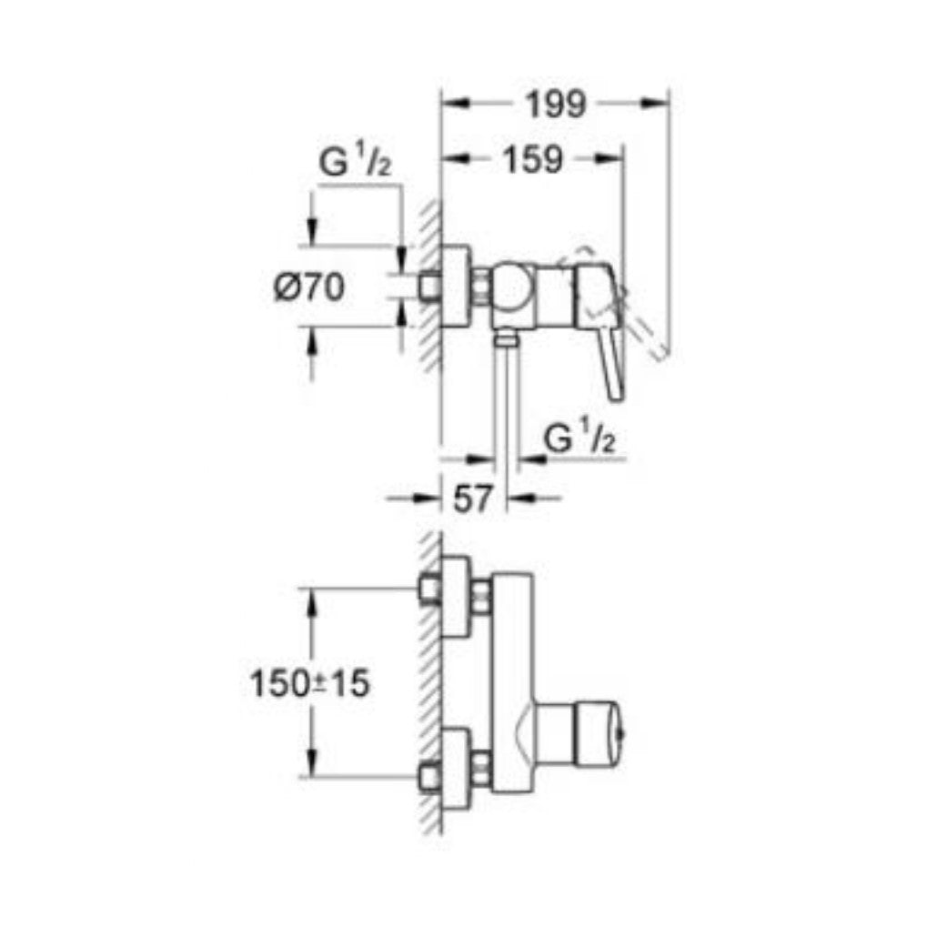 Armature 32210001 Grohe Concetto New stenska armatura za tuš | KOPALNICA-ONLINE.SI