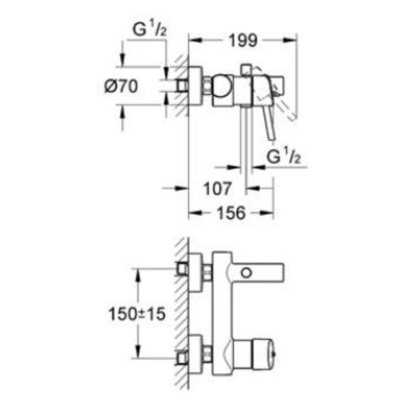 Armature 32211001 Grohe Concetto New stenska armatura za kad | KOPALNICA-ONLINE.SI