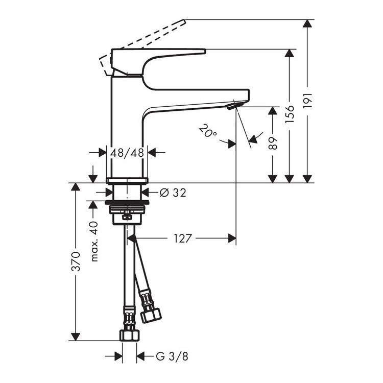 Armature 32500000 Hansgrohe Metropol 100 Click-Clack armatura za umivalnik | KOPALNICA-ONLINE.SI