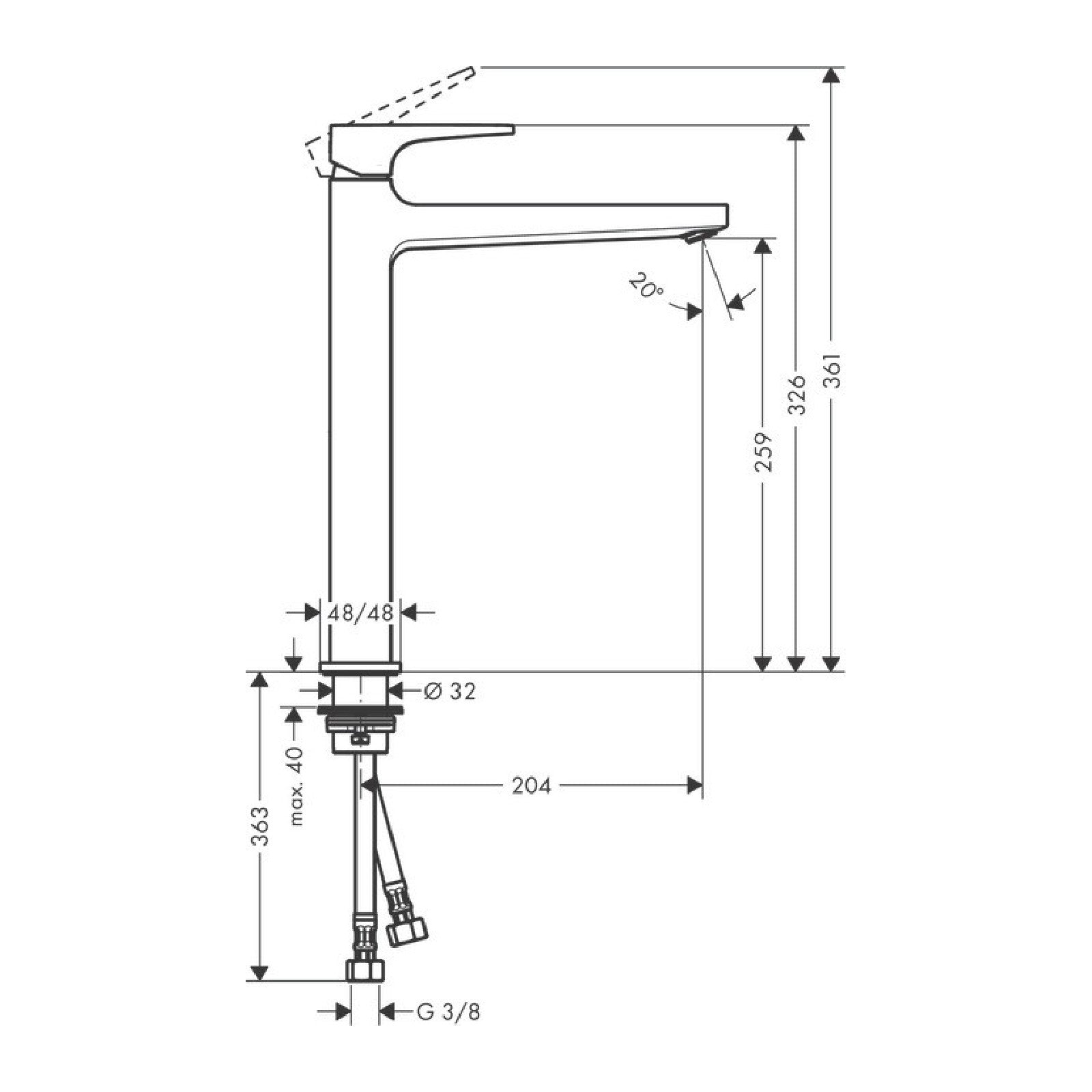 Armature 32512670 Hansgrohe Metropol Click-Clack visoka armatura za umivalnik črna | KOPALNICA-ONLINE.SI
