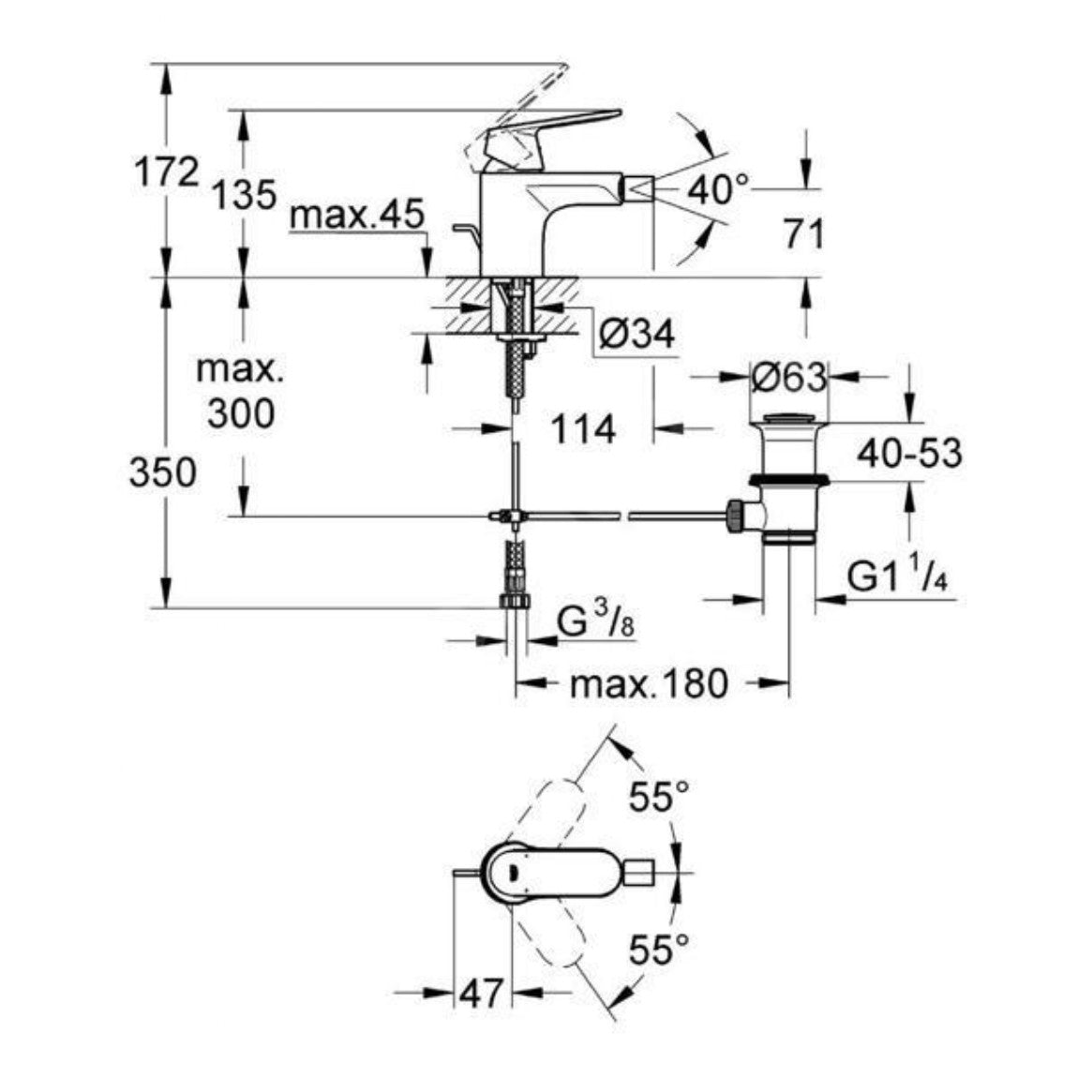 Armature 32839000 Grohe Eurosmart Cosmopolitan armatura za bide | KOPALNICA-ONLINE.SI