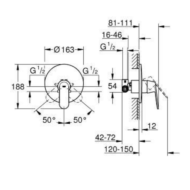 Armature 32880000 Grohe Eurosmart Cosmopolitan podometna armatura za tuš | KOPALNICA-ONLINE.SI