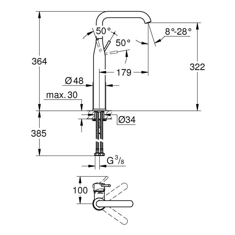 Armature 32901001 Grohe Essence New visoka vrtljiva armatura za umivalnik | KOPALNICA-ONLINE.SI