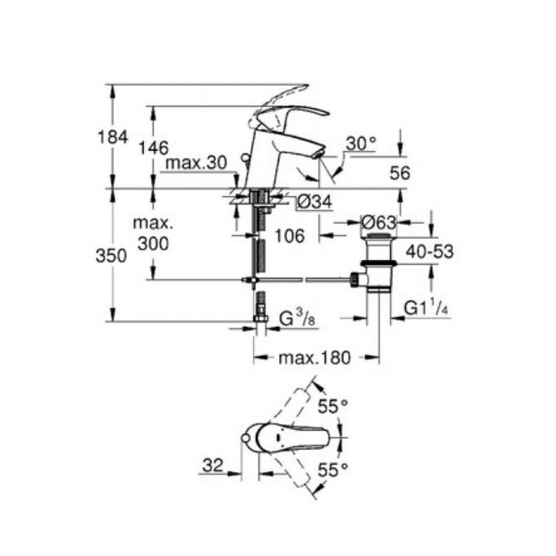 Armature 33265002 Grohe Eurosmart New armatura za umivalnik | KOPALNICA-ONLINE.SI