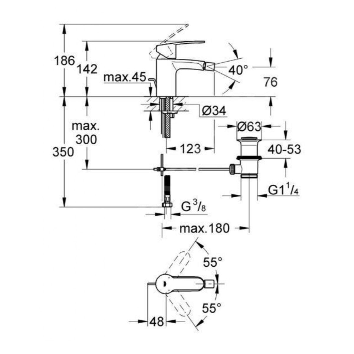 Armature 33565002 Grohe Eurostyle Cosmopolitan armatura za bide | KOPALNICA-ONLINE.SI