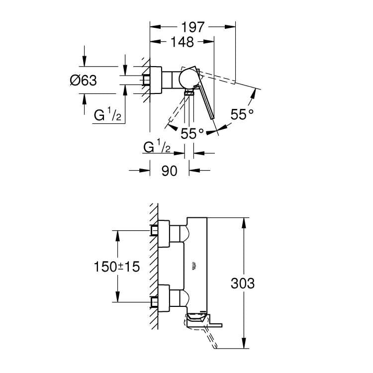 Armature 33577003 Grohe Plus stenska armatura za tuš | KOPALNICA-ONLINE.SI