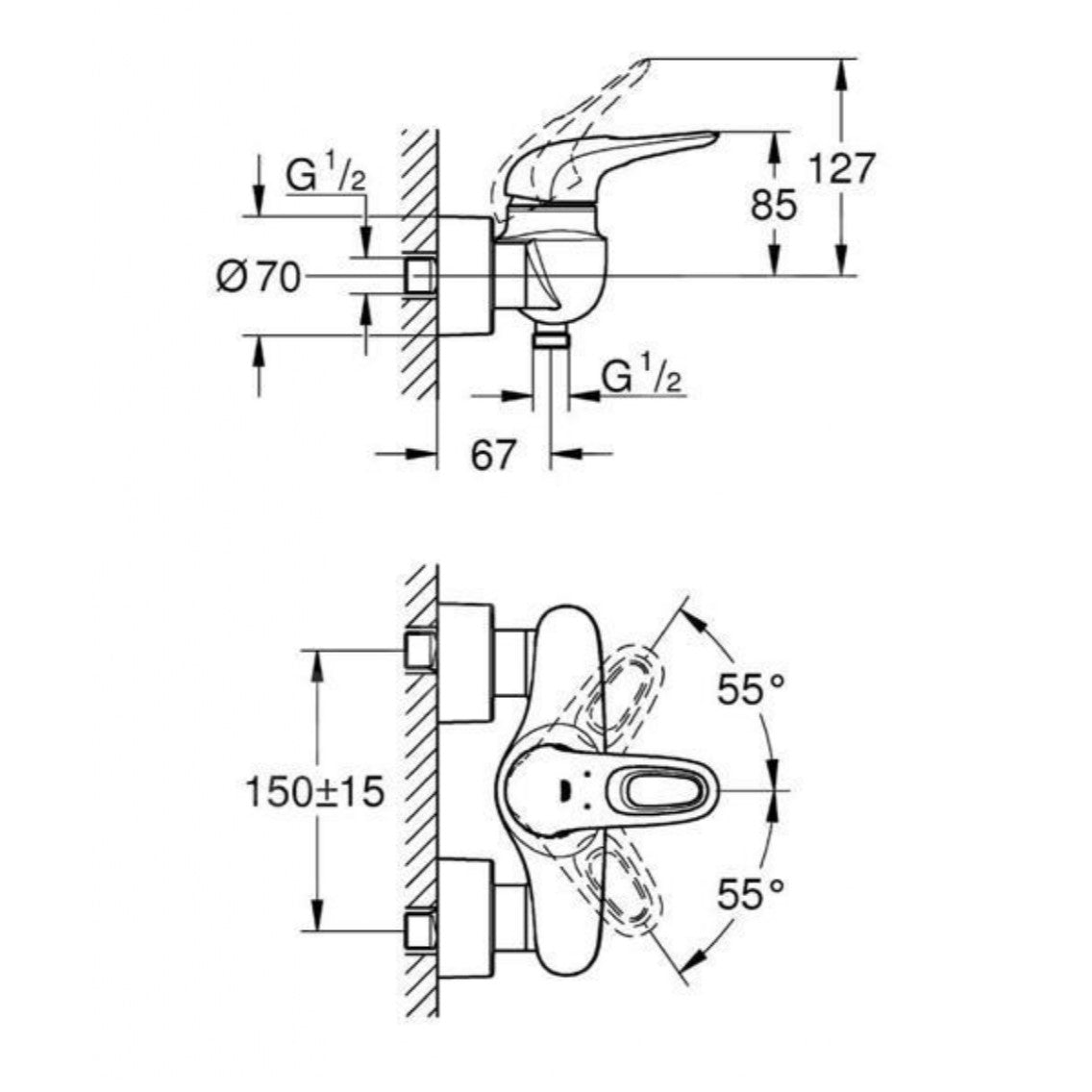 Armature 33590LS3 Grohe Eurostyle stenska armatura za tuš | KOPALNICA-ONLINE.SI