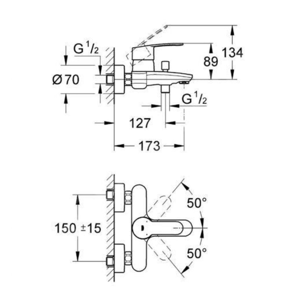 Armature 33591002 Grohe Eurostyle Cosmopolitan stenska armatura za kad | KOPALNICA-ONLINE.SI