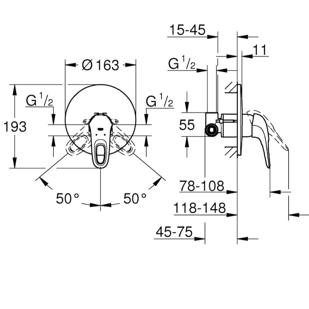 Armature 33635003 Grohe Eurostyle New podometna armatura za tuš | KOPALNICA-ONLINE.SI