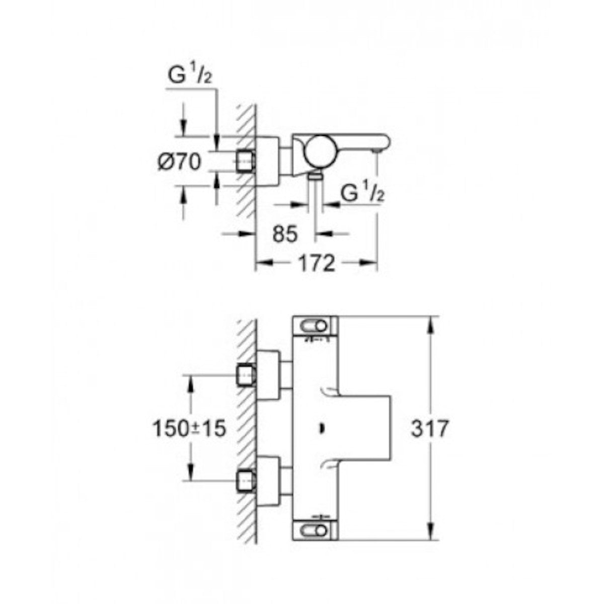 Armature 34174001 Grohe Grohtherm 2000 stenska termostatska armatura za kad | KOPALNICA-ONLINE.SI