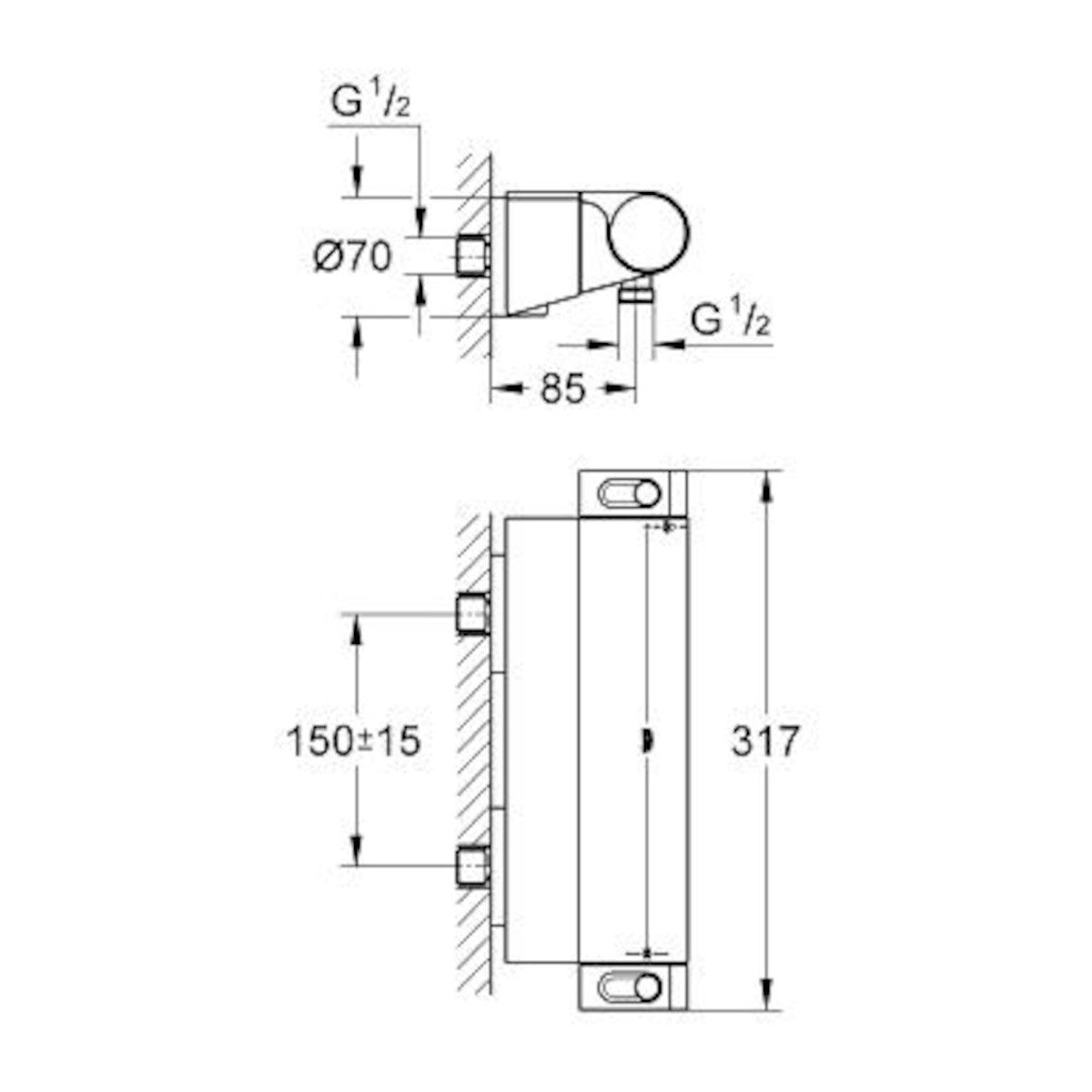 Armature 34469001 Grohe Grohtherm 2000 stenska termostatska armatura za tuš | KOPALNICA-ONLINE.SI