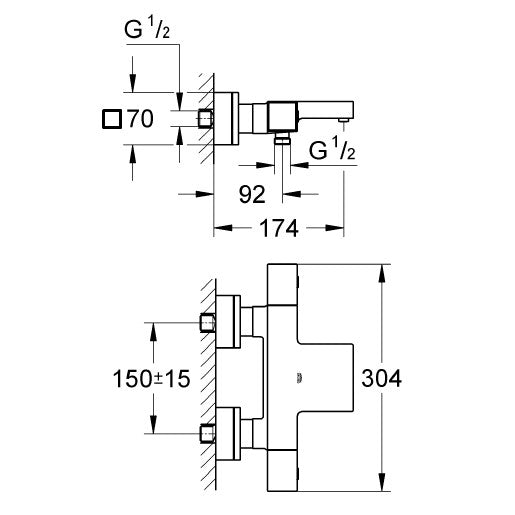 Armature 34497000 Grohe Grohtherm Cube termostatska armatura za kad | KOPALNICA-ONLINE.SI