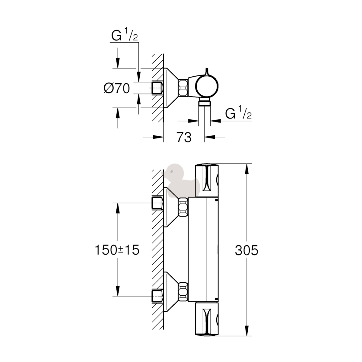 Armature 34558000 Grohe Grohtherm 800 stenska termostatska armatura za tuš | KOPALNICA-ONLINE.SI