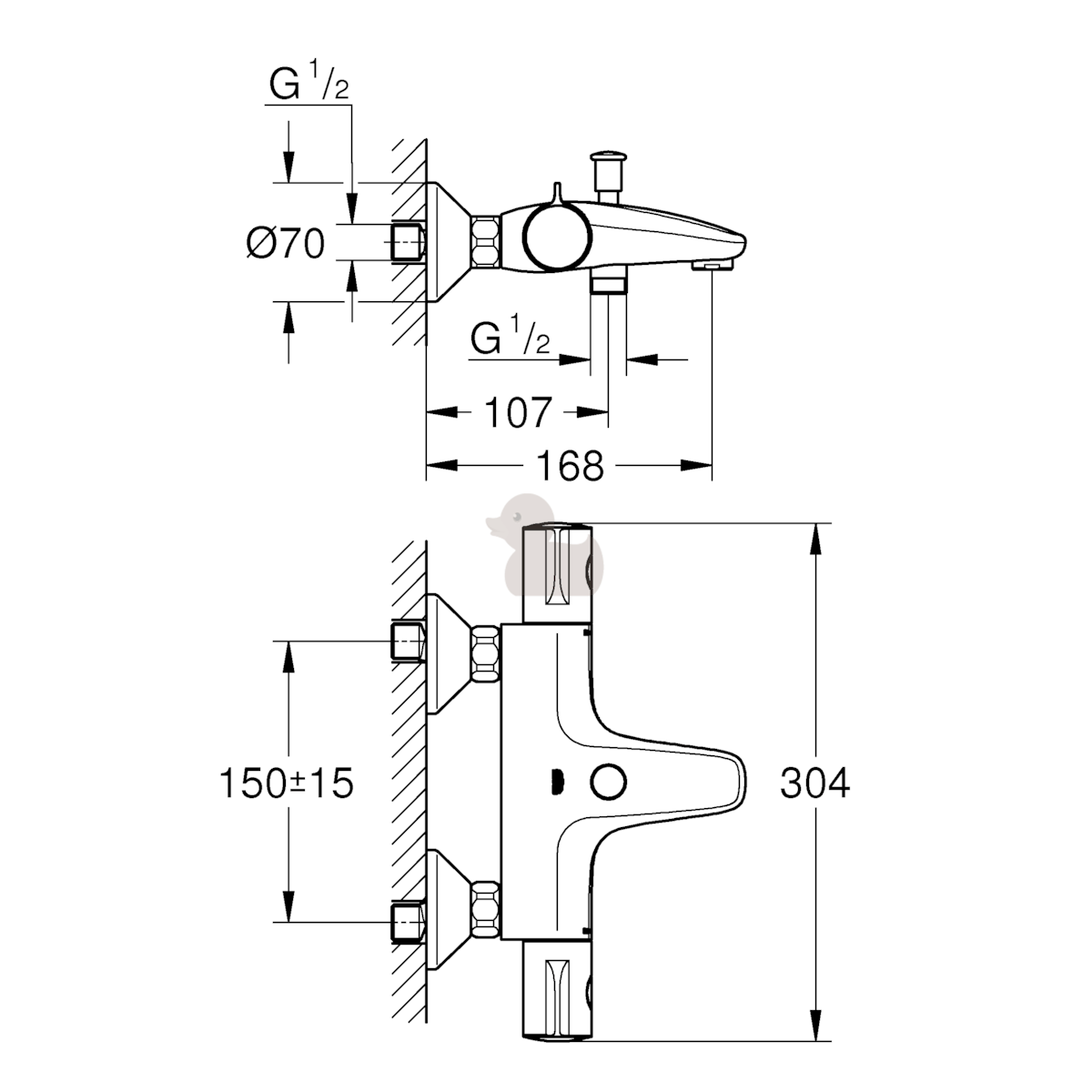 Armature 34567000 Grohe Grohtherm 800 stenska termostatska armatura za kad | KOPALNICA-ONLINE.SI