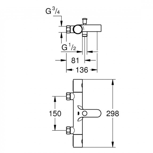 Armature 34770000 Grohe Grohtherm 800 Cosmopolitan stenska termostatska armatura za kad | KOPALNICA-ONLINE.SI
