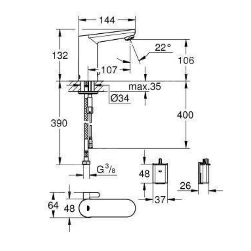 Armature 36327001 Grohe Eurosmart Cosmopolitan infrardeča armatura na senzor za umivalnik | KOPALNICA-ONLINE.SI