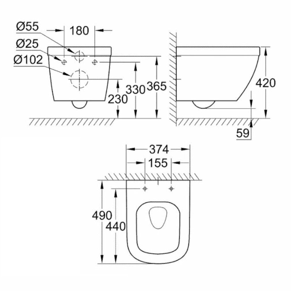 WC školjke 3920600H Grohe Euro Ceramic viseča brezrobna WC školjka | KOPALNICA-ONLINE.SI