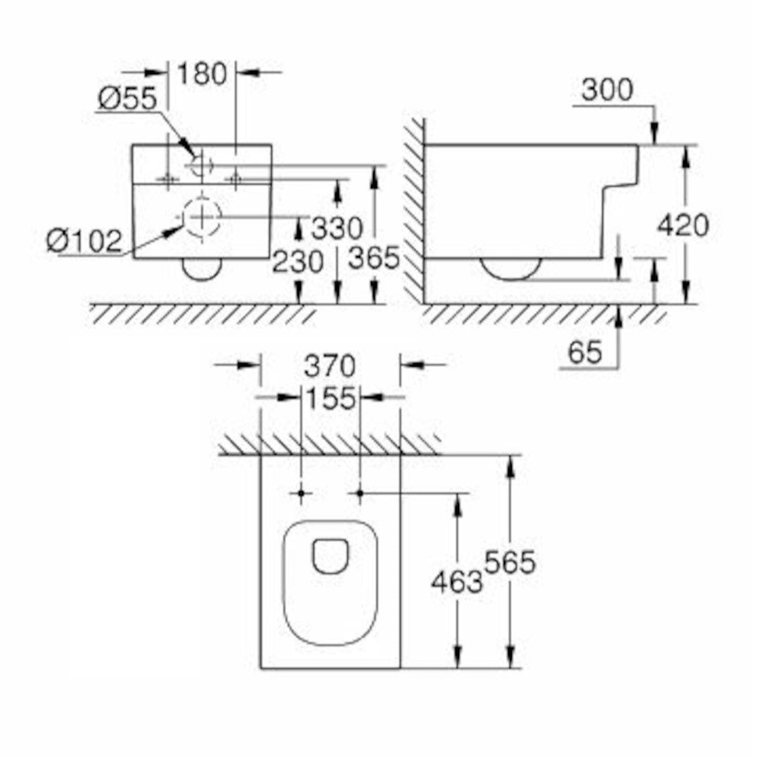 WC školjke 3924500H Grohe Cube Ceramic viseča brezrobna WC školjka | KOPALNICA-ONLINE.SI