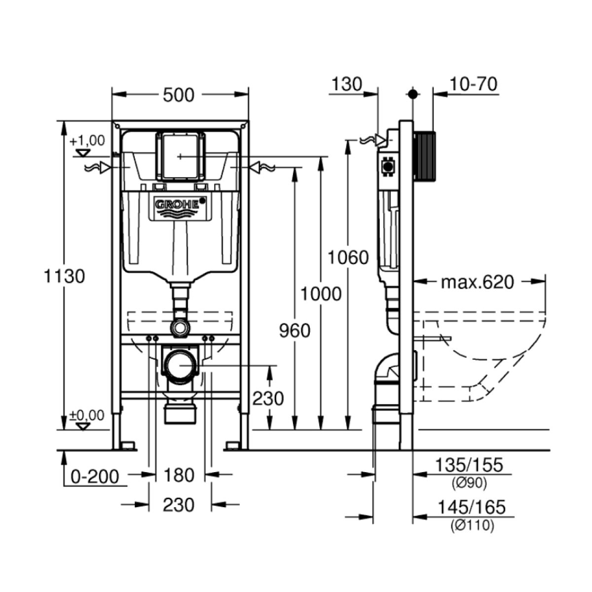WC školjke 39418000 Grohe BAU CERAMIC Rapid SL wc školjka s kompletom | KOPALNICA-ONLINE.SI